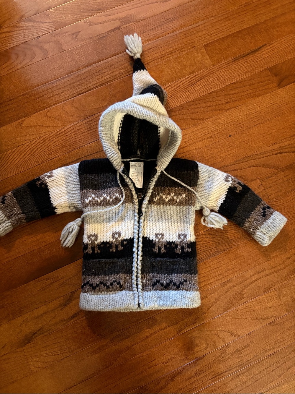 Trésart Caché Hand-Knit Ecuadorian Wool Blend Hoodie Jacket - Size 0 Newborn